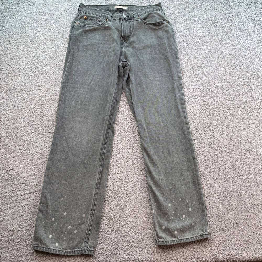 Levis Low Pro Straight Gray Jeans Bleach Splatter Distressed Size 29 2022